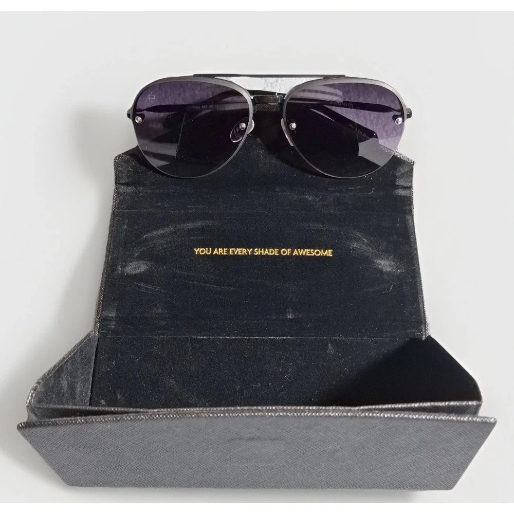Prive Revaux Bijou 807 Black Aviator Sunglasses Purple Gradient Lens with Case